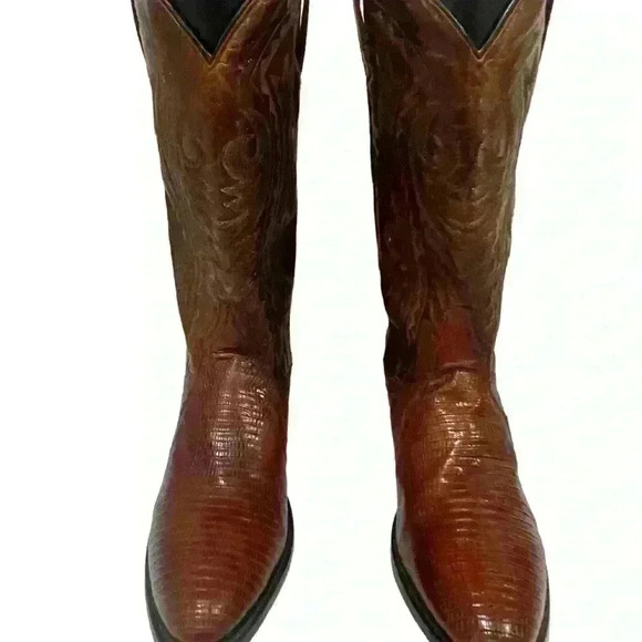 Dan Post Mens Brown Antique Tan Têju Lizard Skin Raleigh Cowboy Boots 8.5 D - Picture 2 of 16